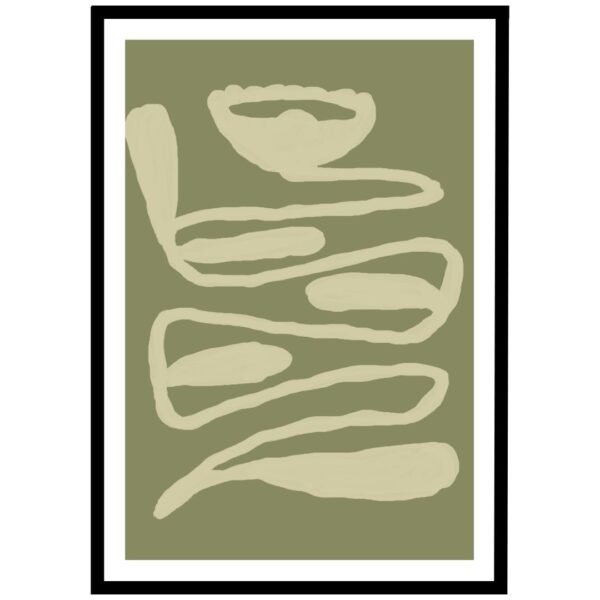 Organic line art design on a soft green background.