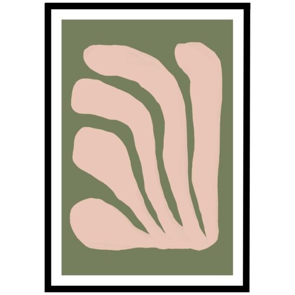 Organic minimalist wall art with soft pink and olive green colours.