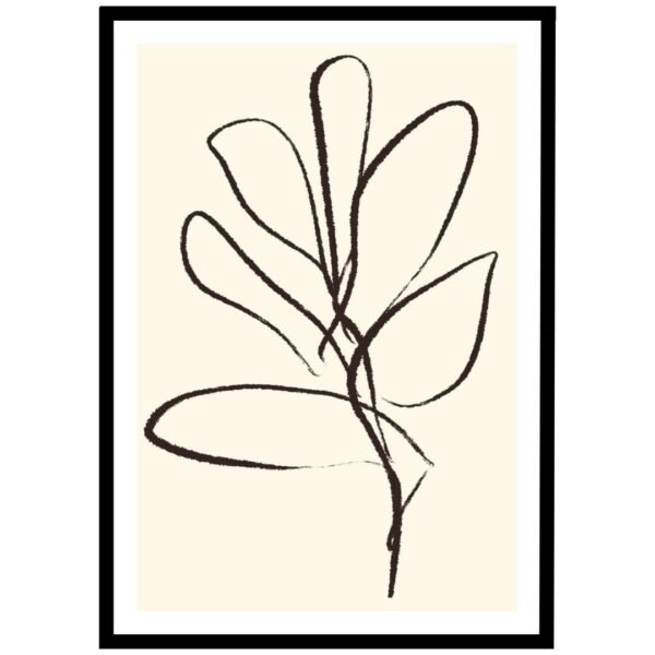 Simple line drawing of a leaf stem in minimalist art style