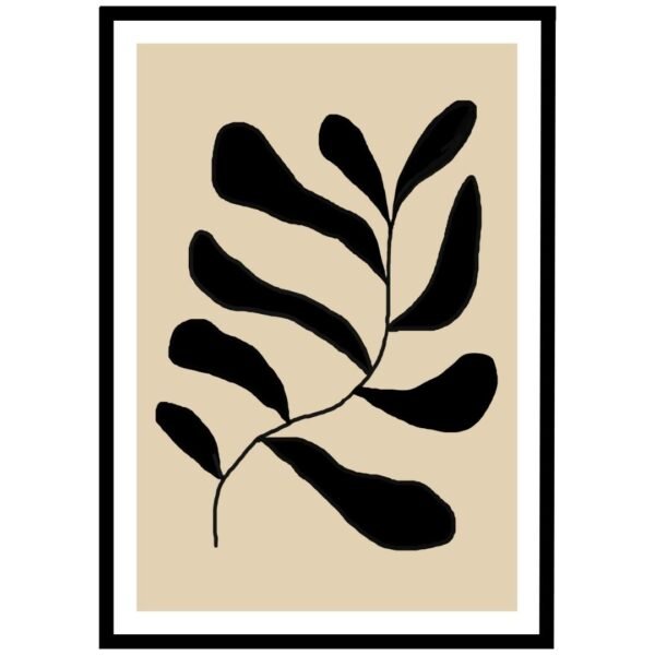 Simple yet bold black leaf artwork for modern home decor.