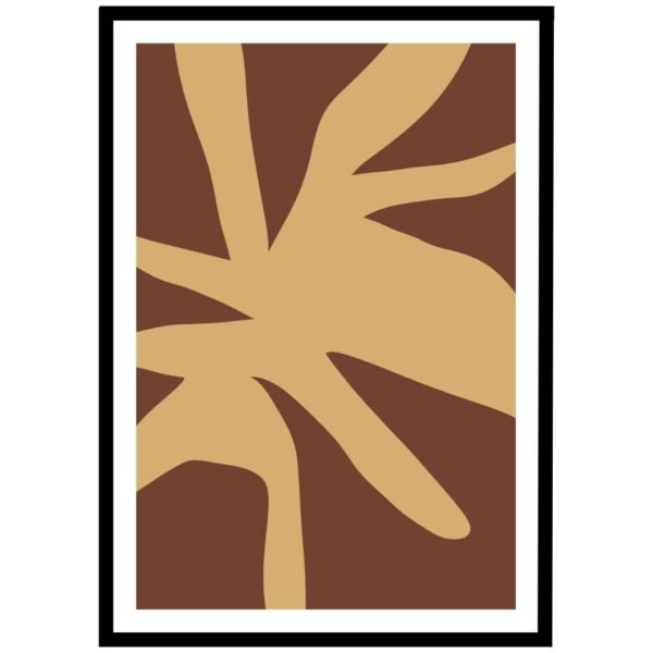 Abstract illustration brown shapes design wall art in tan and brown colours
