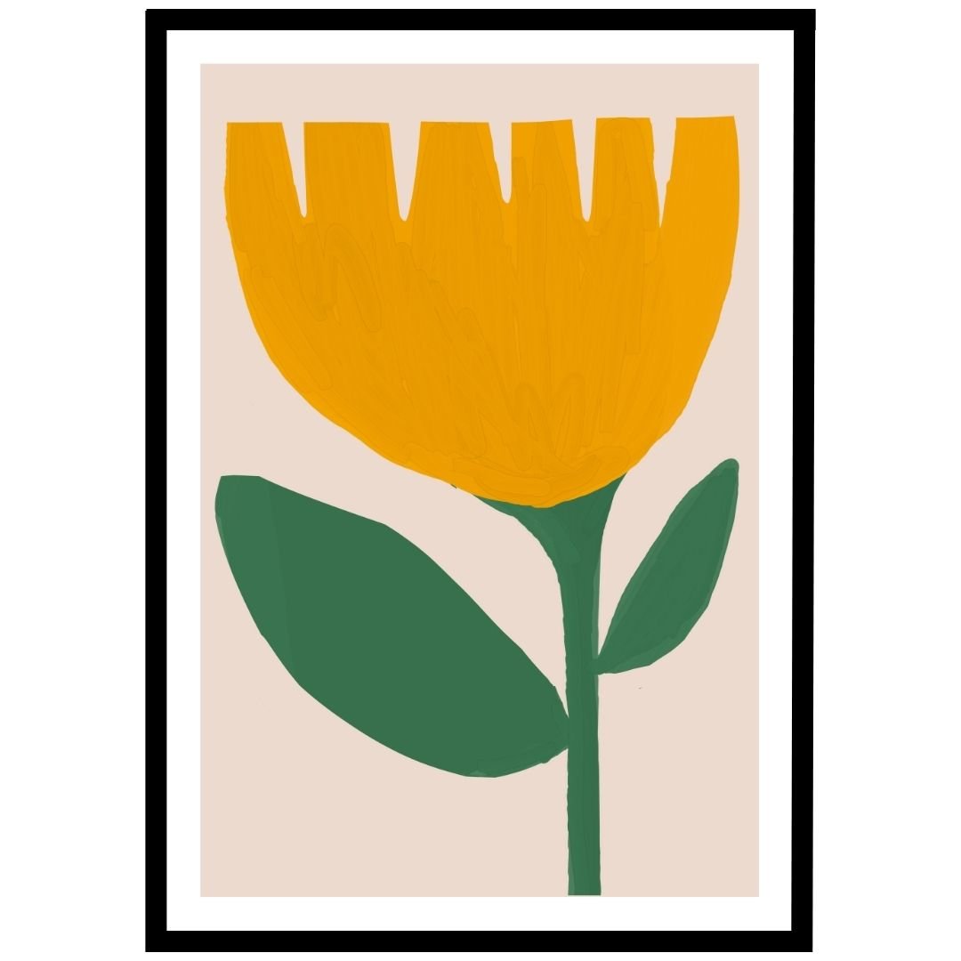 Modern minimalist yellow flower illustration on soft background