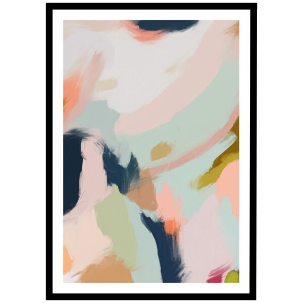 Colourful abstract modern art print with brushstrokes in pastel hues, perfect for contemporary home decor.