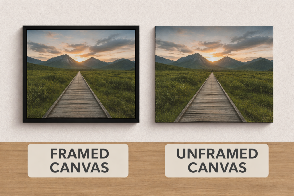 framed vs unframed canvas example