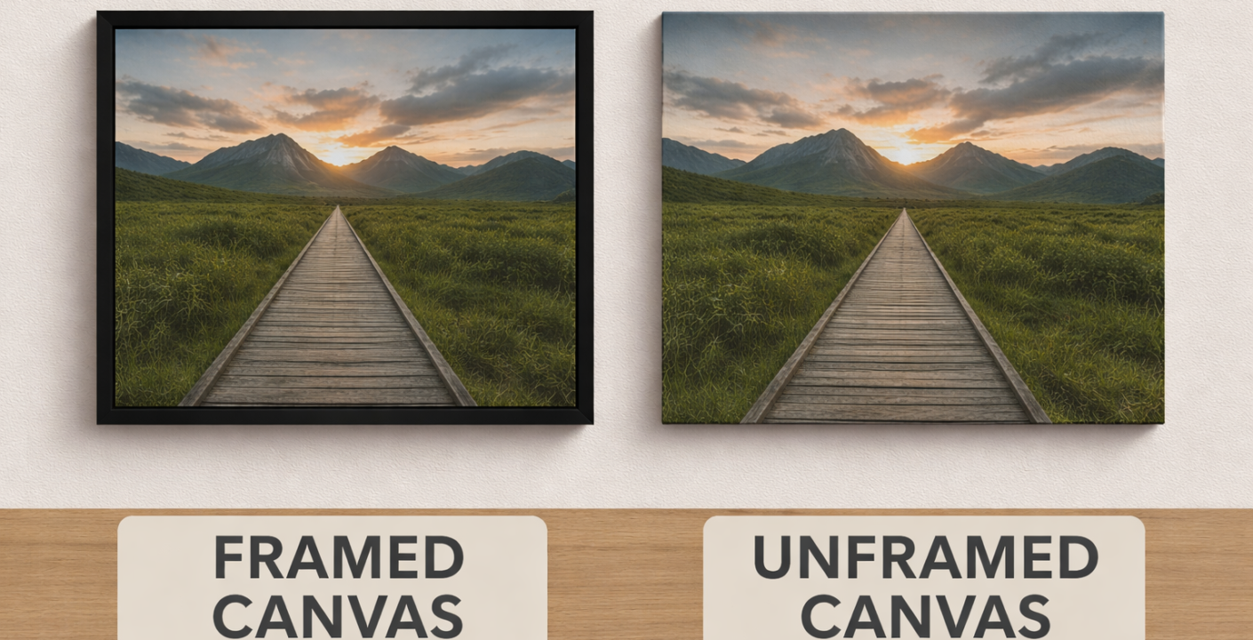 framed vs unframed canvas example